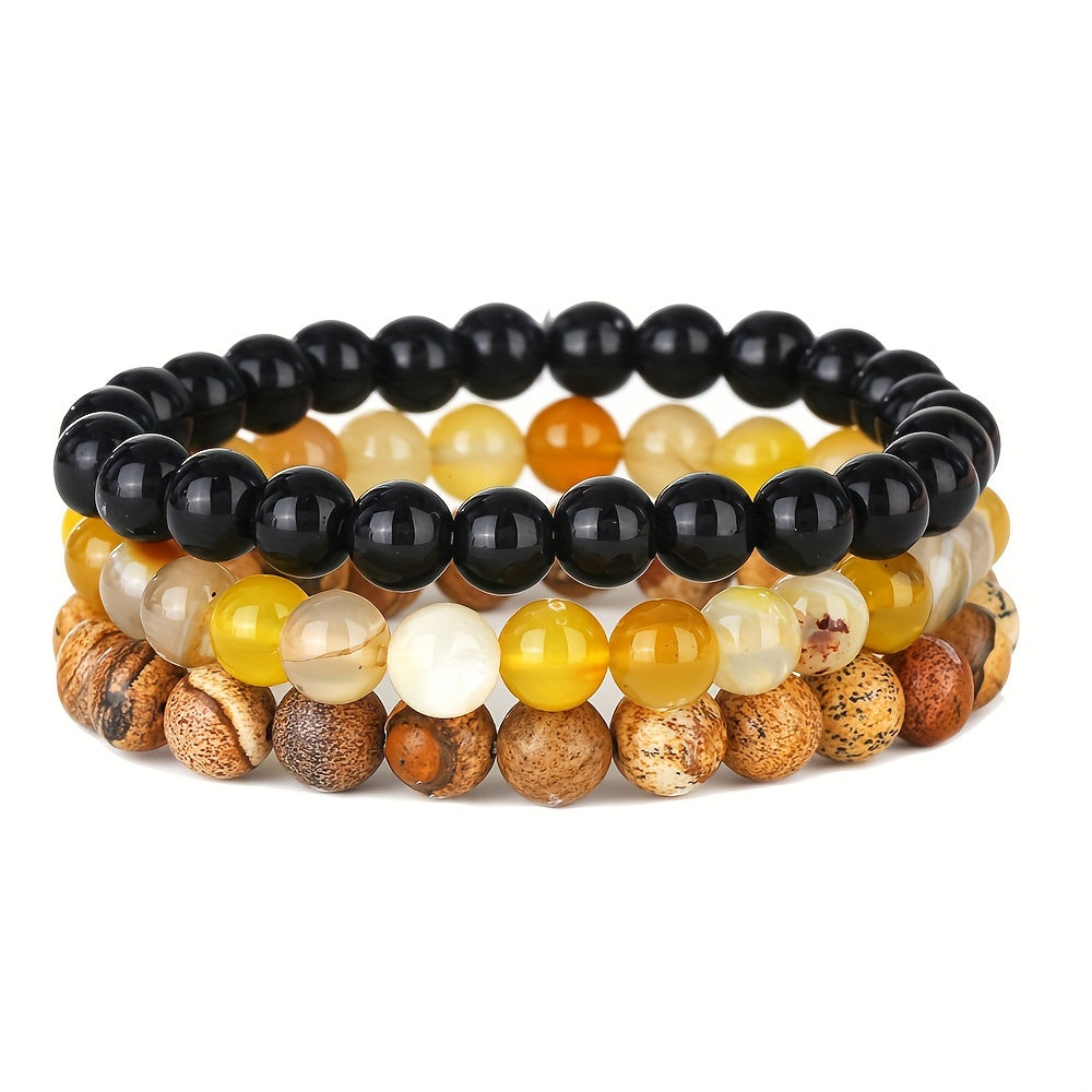 Men's Bronze Tiger Eye Agate Stone Set Bullet