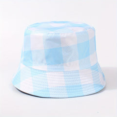 Chessboard Pattern Reversible Bucket Hat Unisex Fisherman Cap