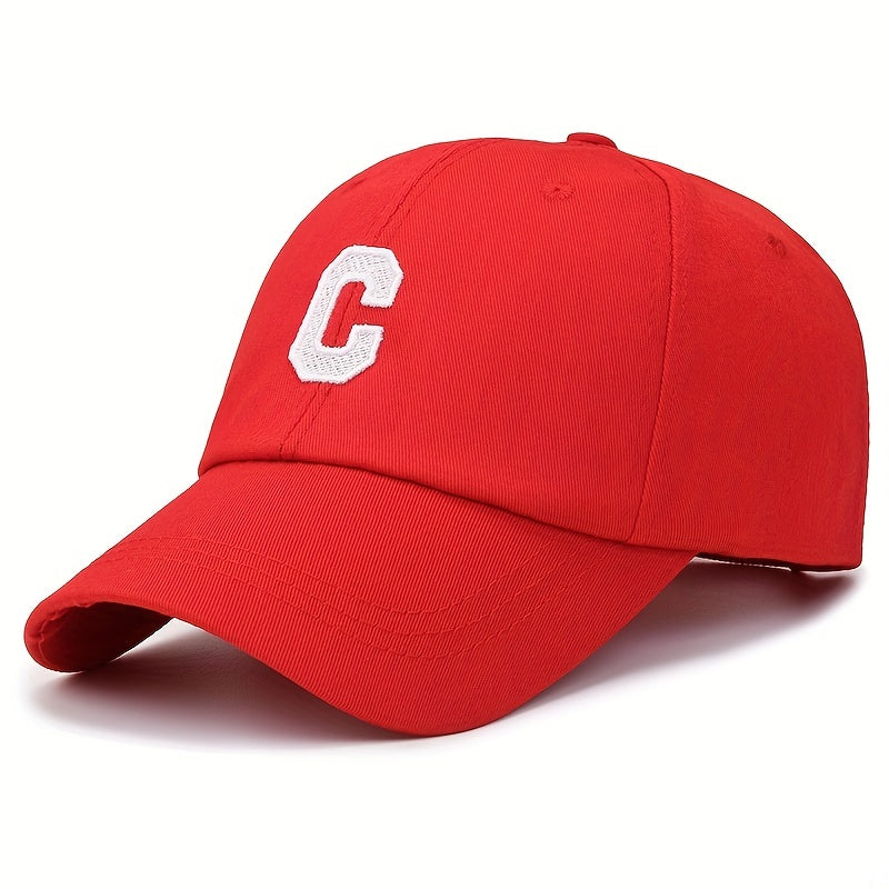 C Label Baseball Cap Cotton Solid Adjustable Sports Hat Outdoor Sunscree