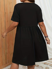  Dress Women's Plus Short Sleeve Round Neck Midi Dress
