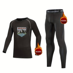 Kids Compression Fleece Sets Crew Neck Pullover Elastic Waist