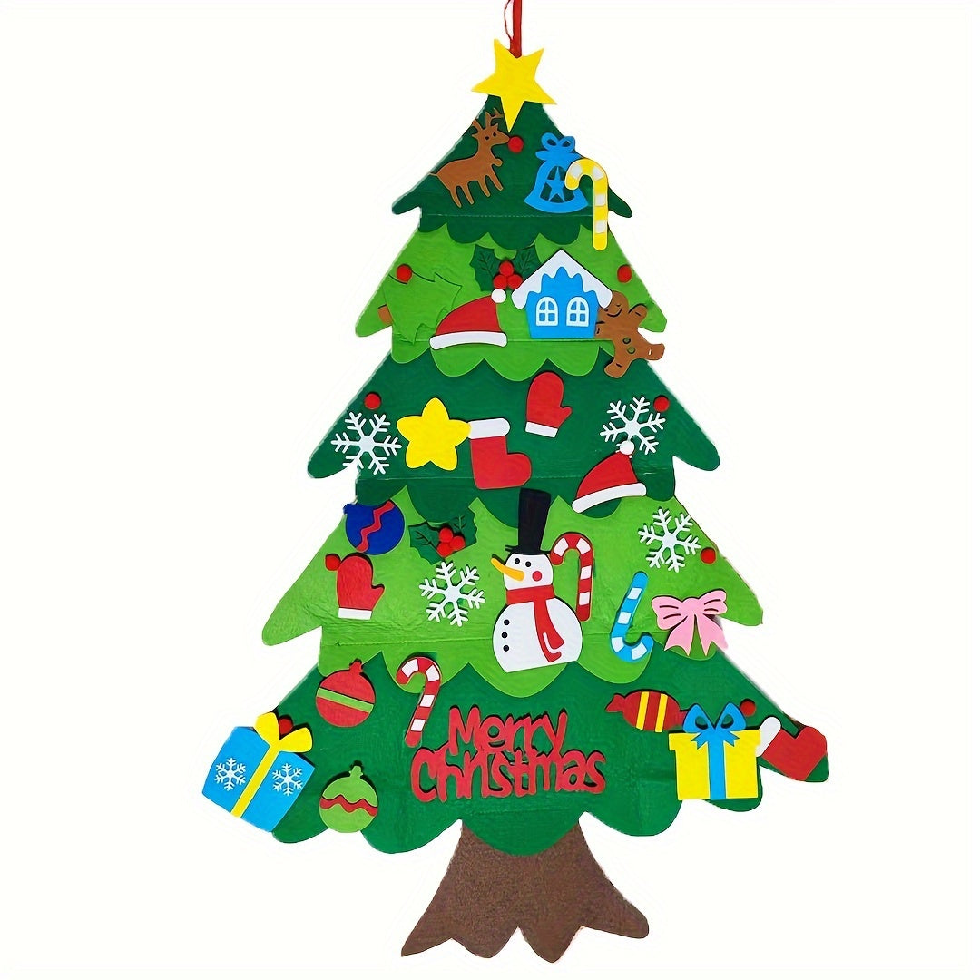 32pcs DIY Felt Christmas Tree Set String Lights Wall Decorations Craft Kit