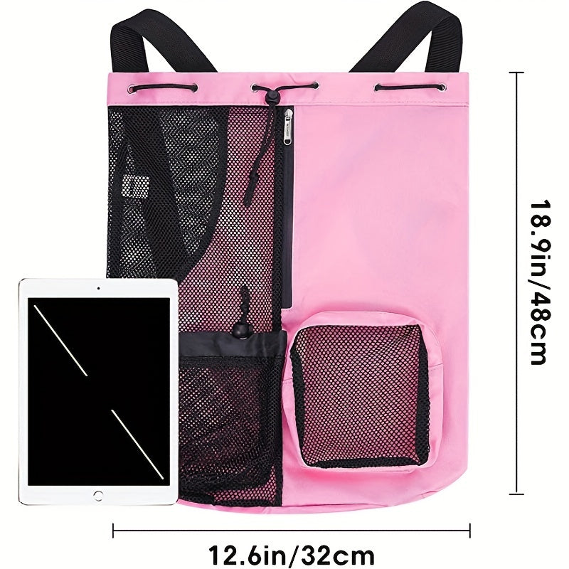 Mesh Drawstring Backpack Beach Gym Bag