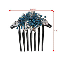 Vintage Crystal Hair Comb Barrettes Rhinestone Flower Clips Ponytail Holder