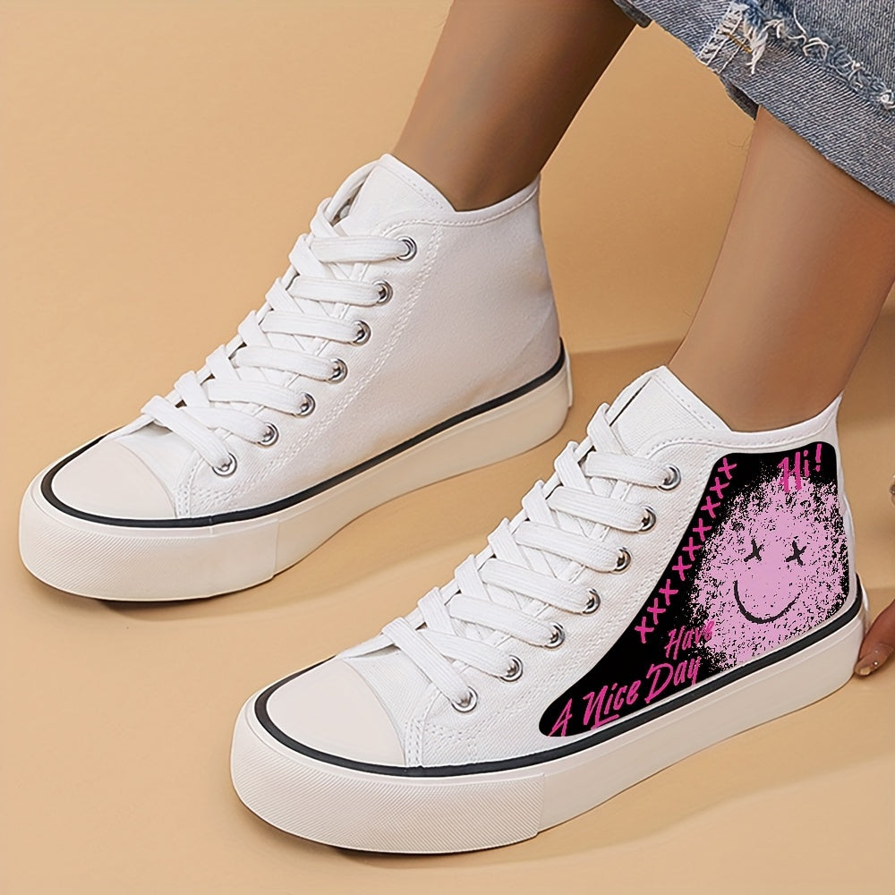 Graffiti Print Lightweight High Top Canvas Sneakers