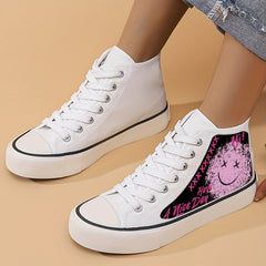 Graffiti Print Lightweight High Top Canvas Sneakers