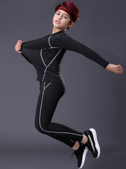 Boy's 2pcs Quick drying Training Suit Long Sleeve Top & Pants Set