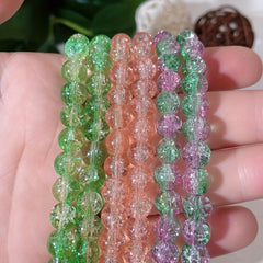 105pcs Pink Crackle Glass Beads for Jewelry Making