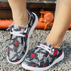 Women's Christmas Tree Printed Slip-On Shoes Lightweight Flat Shoes
