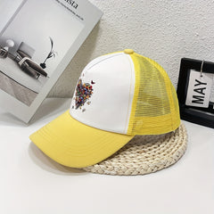 Butterfly Heart Print Trucker Hat Mesh Cartoon Baseball Cap