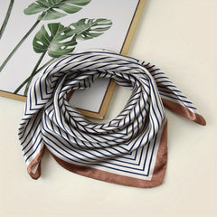 Striped Satin Scarf Silk Square Bandana Vintage Neck