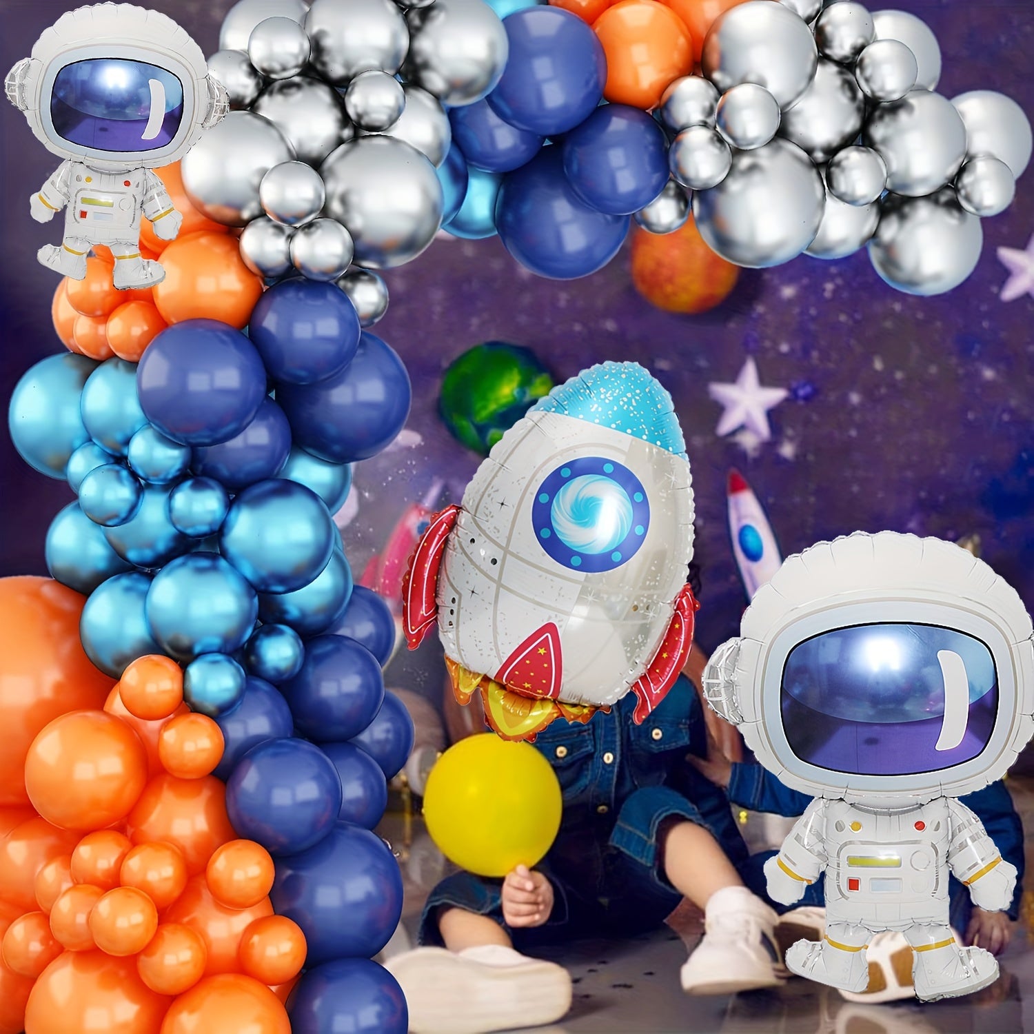 Space Party Supplies Set: Astronaut & Rocket Foil Balloons