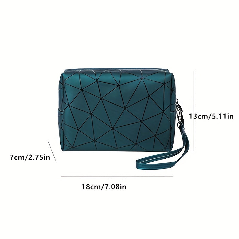 Argyle Pattern Cosmetics Bag PU Leather Makeup Storage Bag