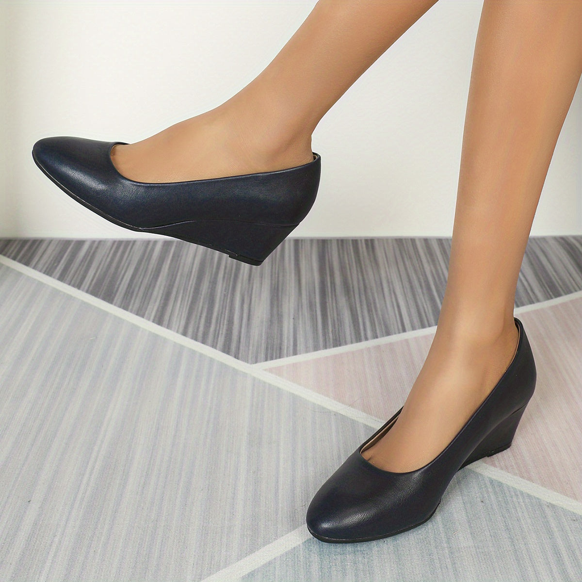 Women's Casual Wedge Heels Slip On Work Shoes Office Daily Wear