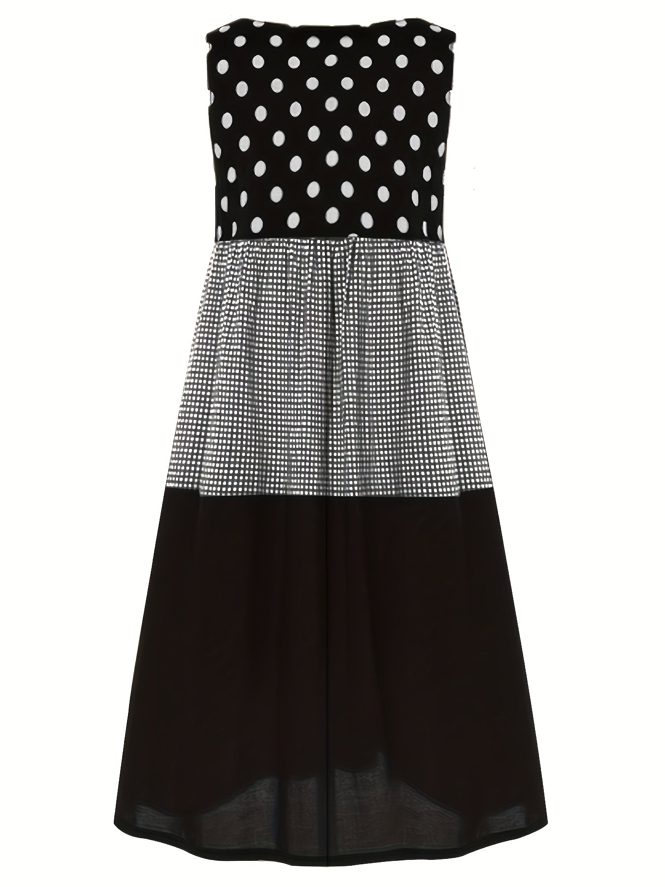  Boho Polka Dot Print Dress Round Neck Tank