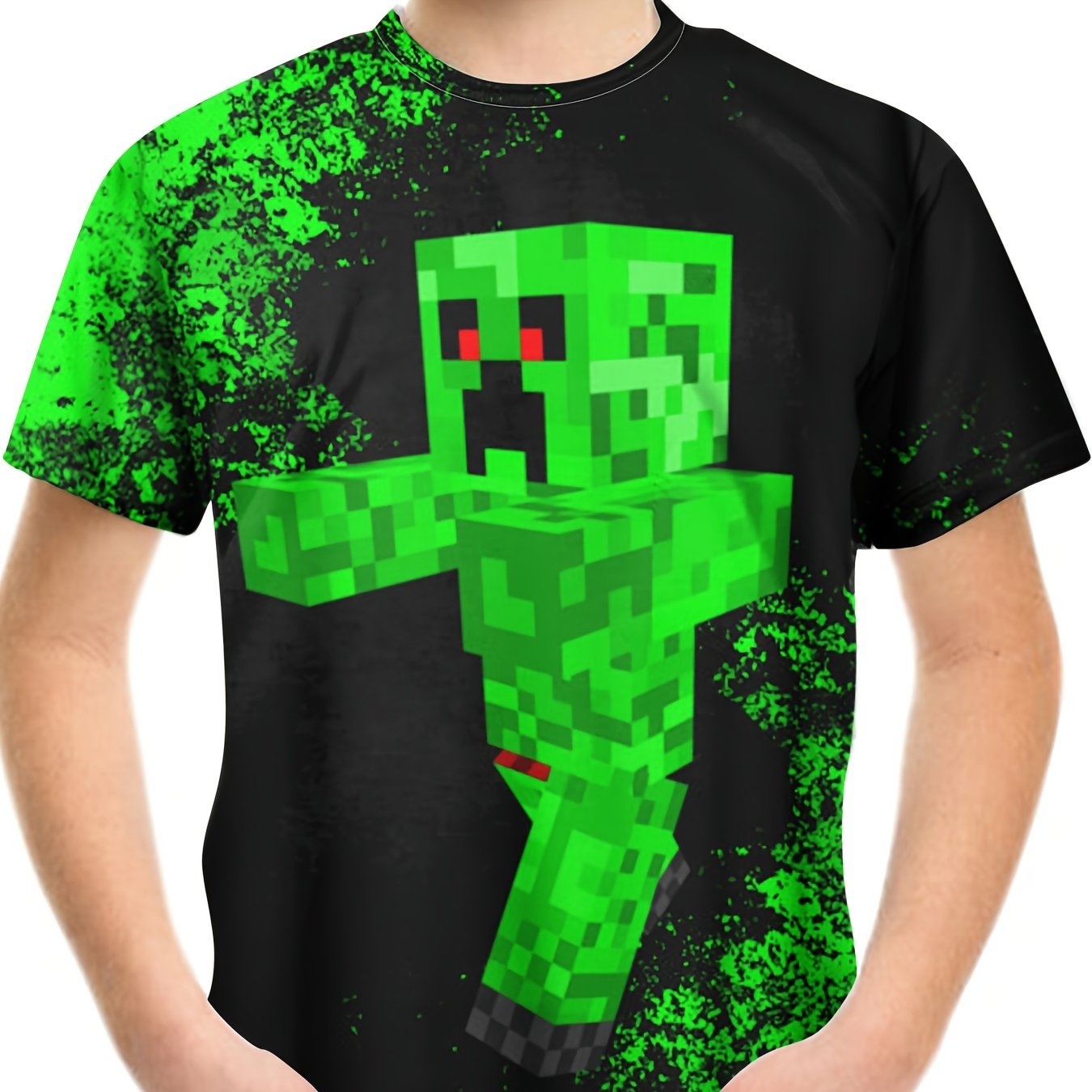 Boy's Monster Block Graphic T Shirt Casual Breathable Novel Tee