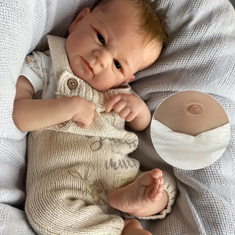 18 Inch Elijah Reborn Doll - Realistic 3D Painted Vinyl Doll with Root Hair
