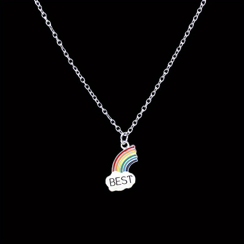 Friends Cloud Necklace Pendant Rainbow Splicing Couple Good Girlfriends