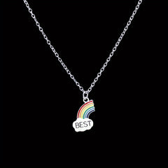 Friends Cloud Necklace Pendant Rainbow Splicing Couple Good Girlfriends