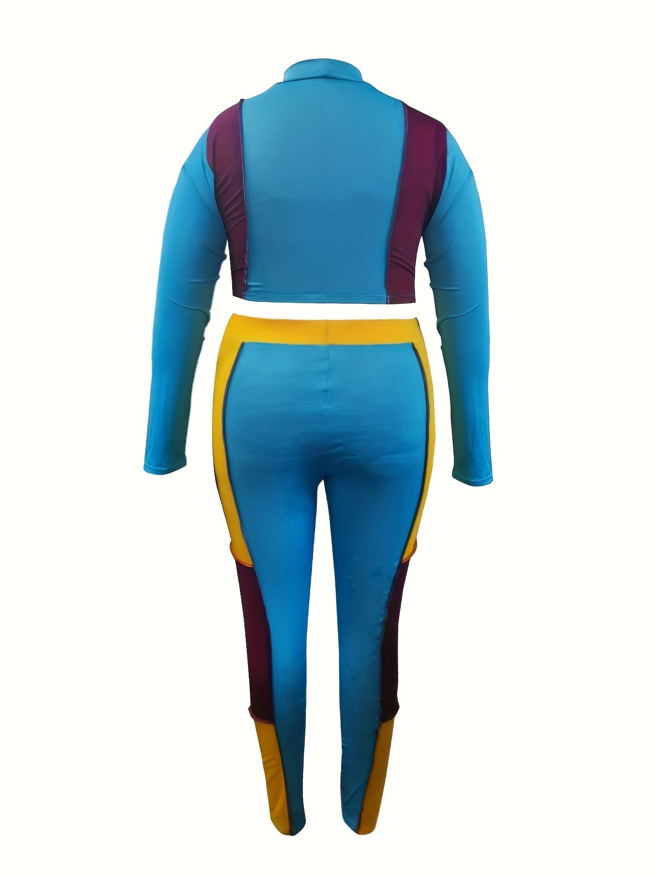 Colorblock Crop Top & Leggings Set