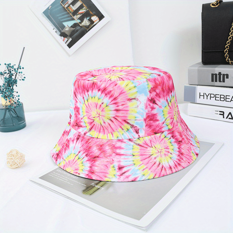 Tie Dye Circles Print Bucket Hat Boho Sunscreen Basin Hat For Women Men