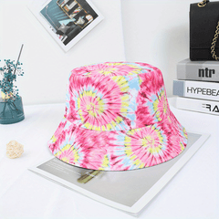 Tie Dye Circles Print Bucket Hat Boho Sunscreen Basin Hat For Women Men