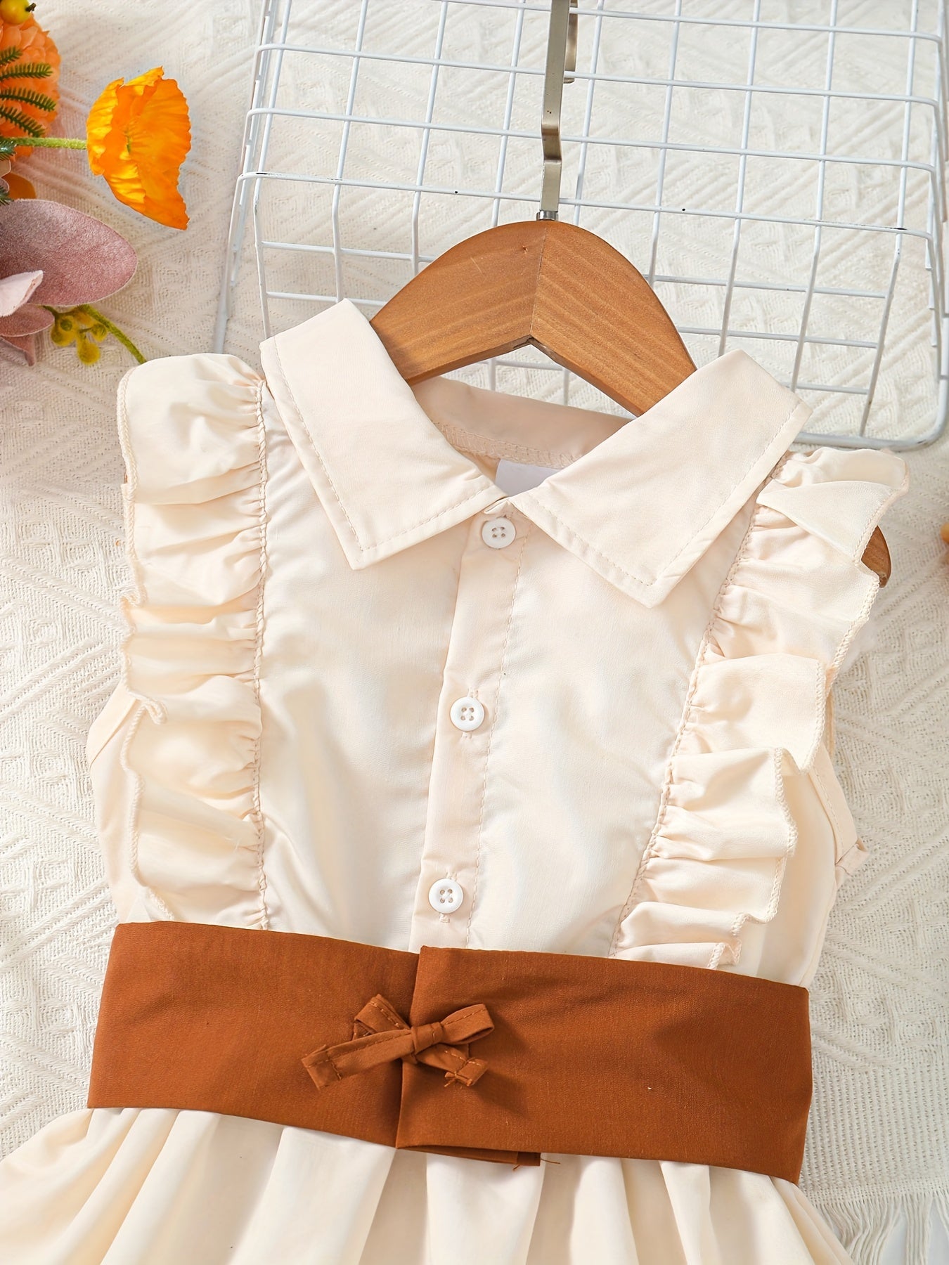Toddler Girls Ruffle Trim Sleeveless Shirt Dress
