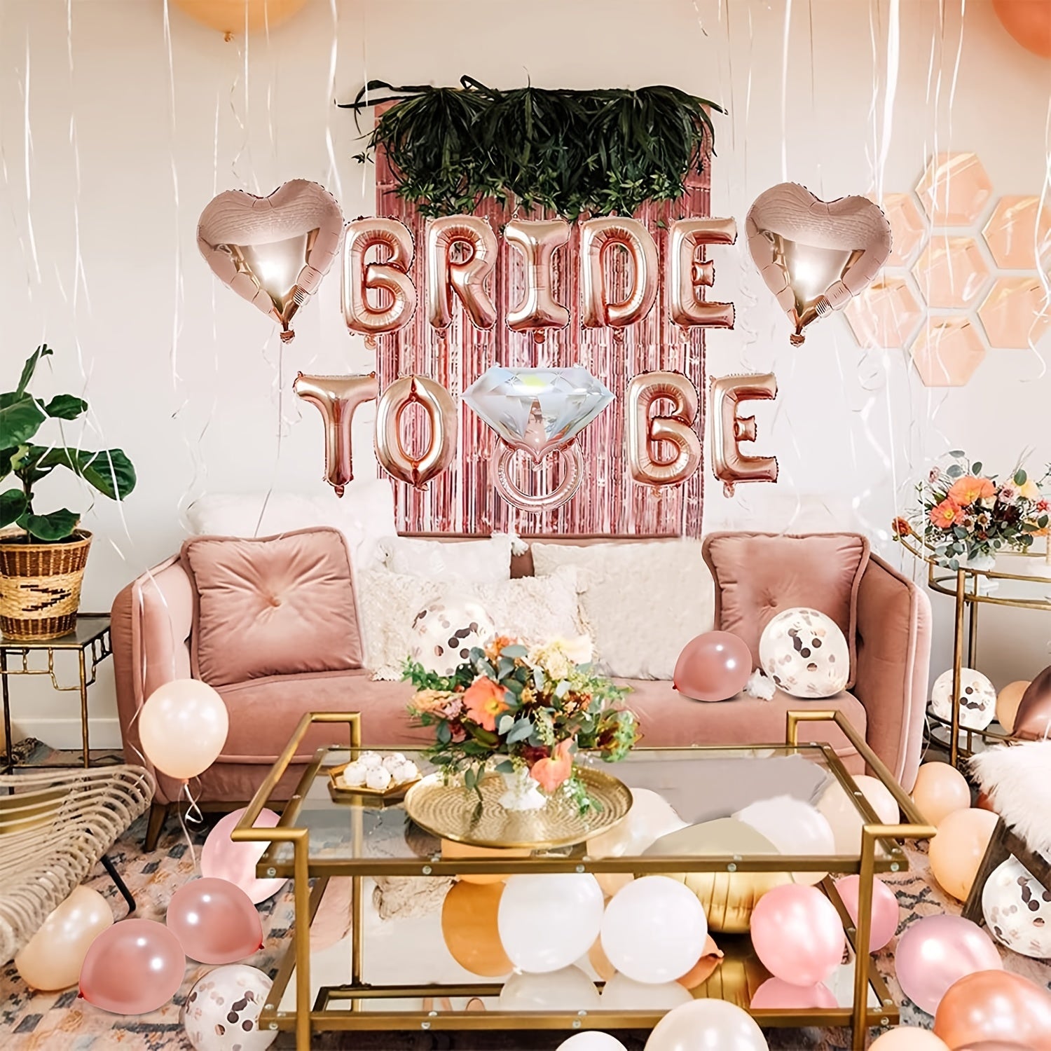Rose Gold Bridal Shower Party Decorations Kit