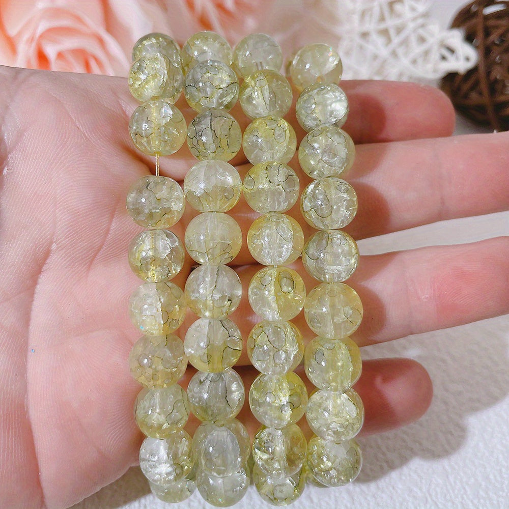 Ice Cracked Crystal Glass Round Beads Loose Spacer Beads for DIY Jewelry