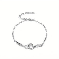 Double Heart Necklace Earrings Bracelet Set Romantic
