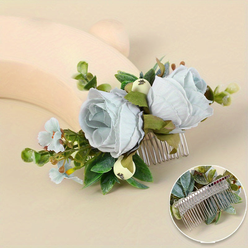 Boho Rose Side Comb Floral Hair Accessory