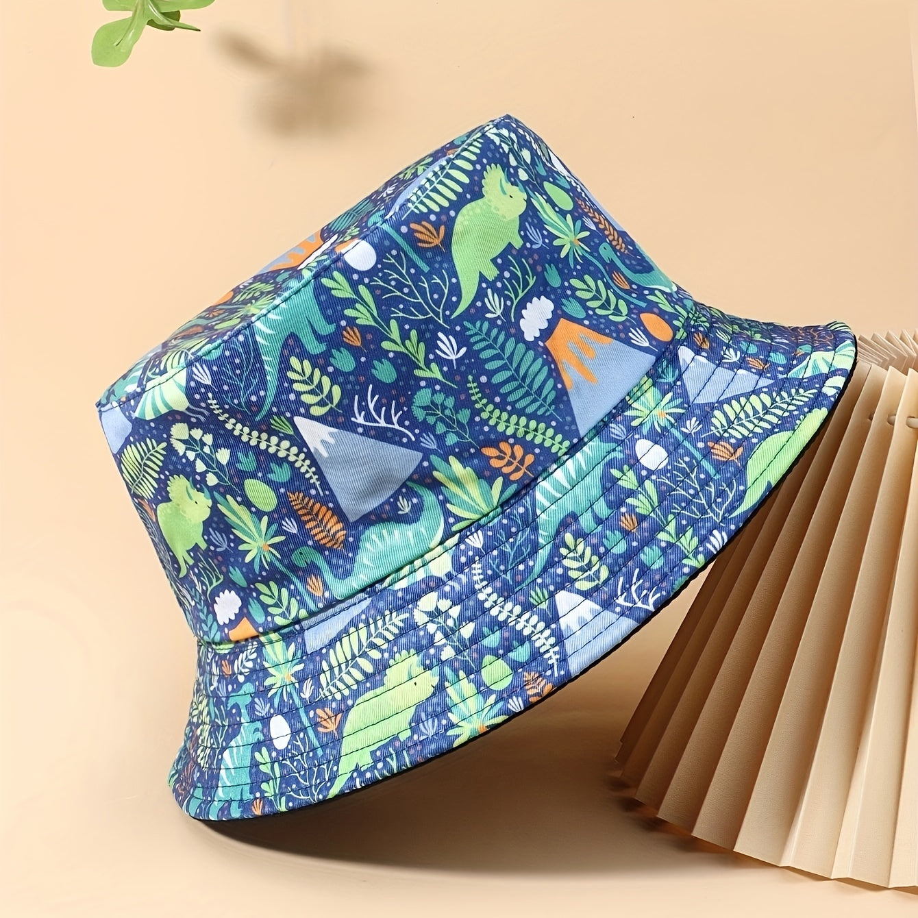 Unisex Dino Leaf Bucket Hat Outdoor Sunshade