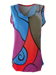  Abstract Graphic Print Tank Top