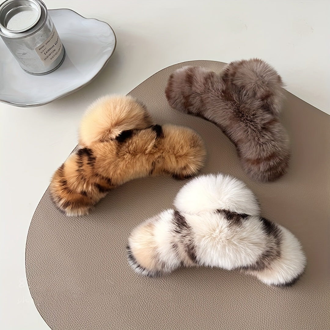 Leopard Hair Claw Winter Hair Claw for Ponytail Holder