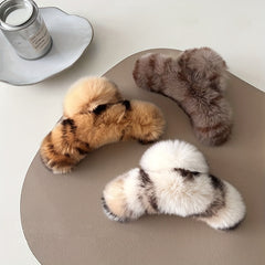 Leopard Hair Claw Winter Hair Claw for Ponytail Holder