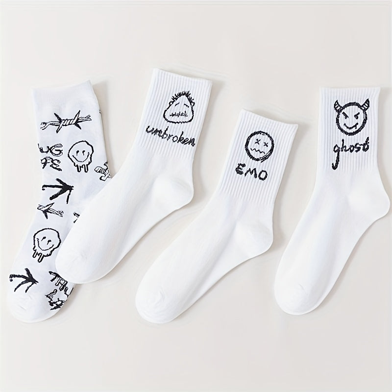 8 Pairs Cartoon Print Socks Mid Tube Women's Stockings Hosiery