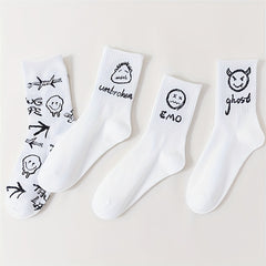 8 Pairs Cartoon Print Socks Mid Tube Women's Stockings Hosiery