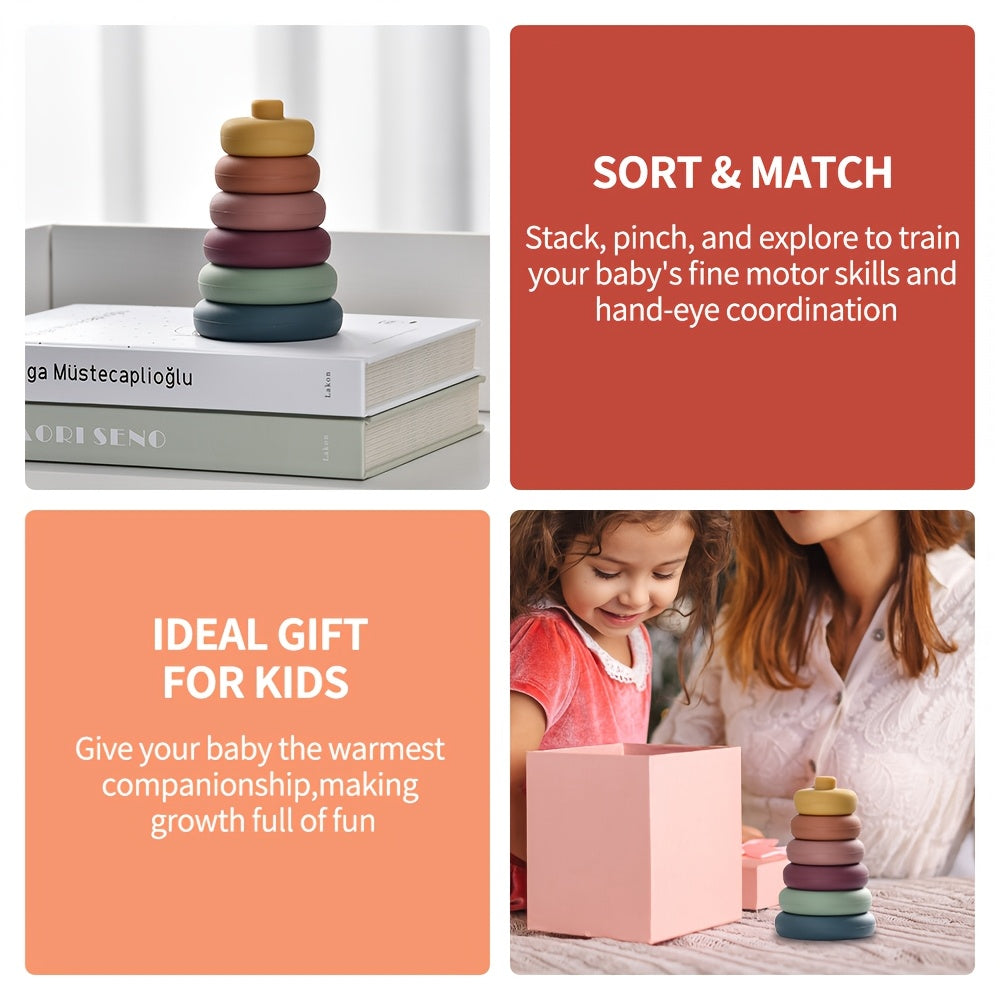 Colorful Silicone Stacking & Nesting Blocks for Toddlers