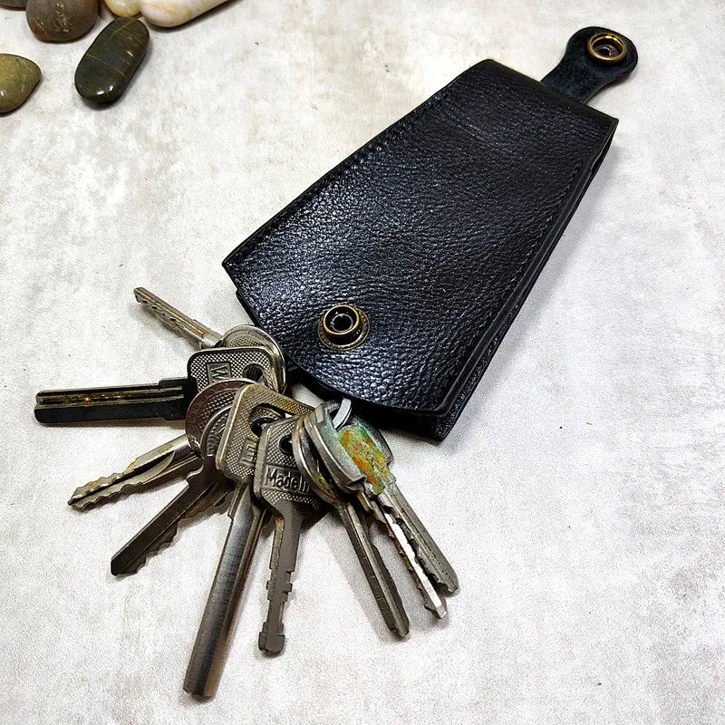 Leather Key Holder Large Capacity Keys Case Pulling-Out Keys Pouch
