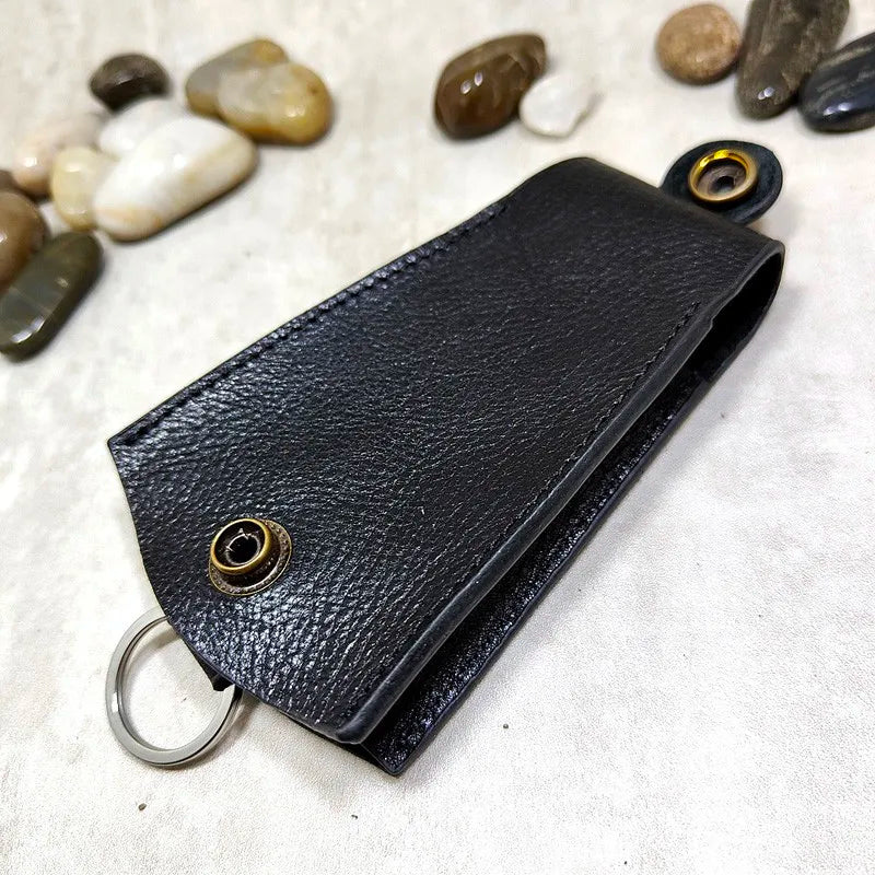 Leather Key Holder Large Capacity Keys Case Pulling-Out Keys Pouch