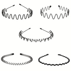 5pcs Metal Wavy Hair Head Band Spring Sports Hair Band Headwear Hair Hoop