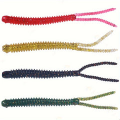 6pcs Spiral Worm Split Tail Soft Bait Fishing Tackle