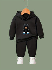 Bear Print 2pcs Girls Outfits For Sports Spring Fall Outdoor Gift