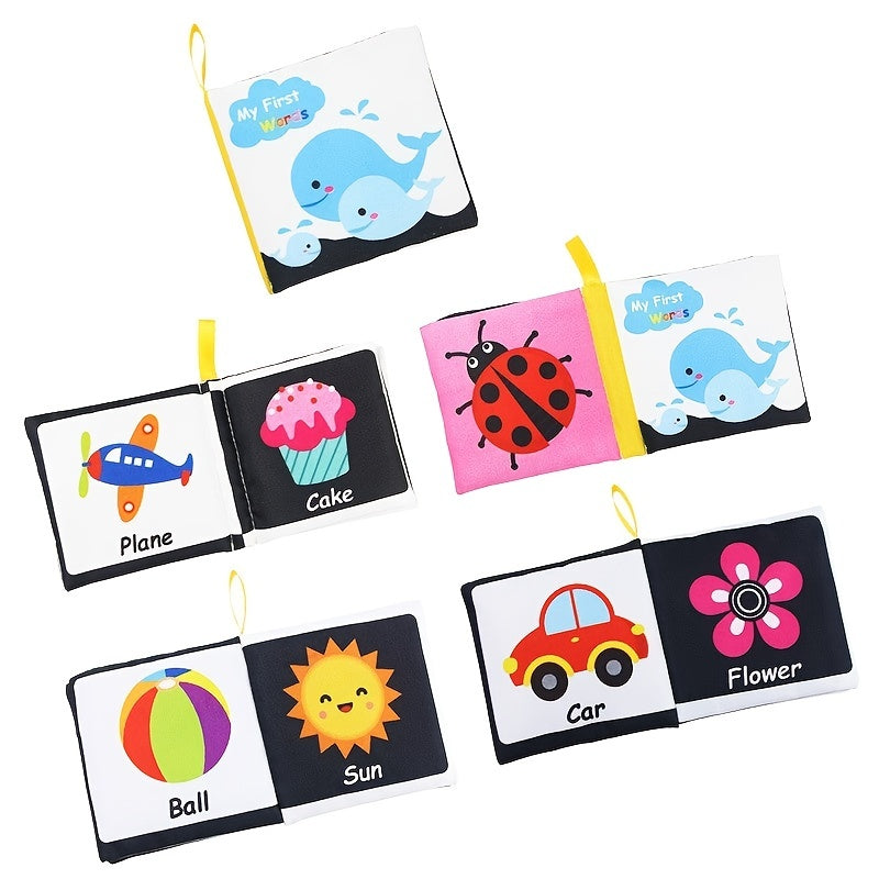 Crinkle Book Baby Toy High Contrast Newborn Cloth Book Touch Feel Sensory Fabric