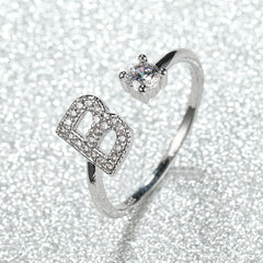 Hot Silver A Alphabet Rings Initial Rings Wedding Love Rings