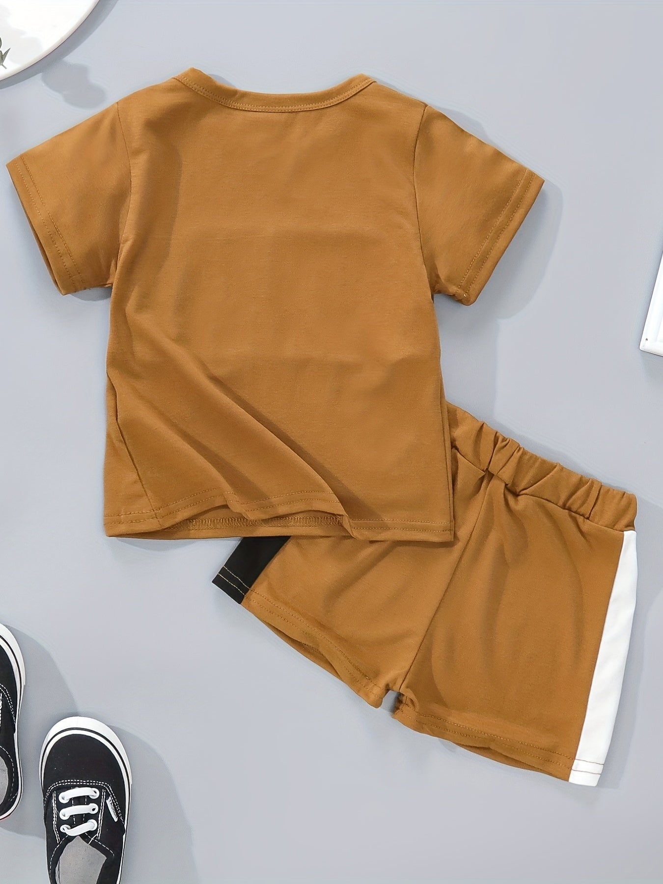 Toddler Boys Cotton Block T shirt Tee Shorts Set Kids Clothes Summer