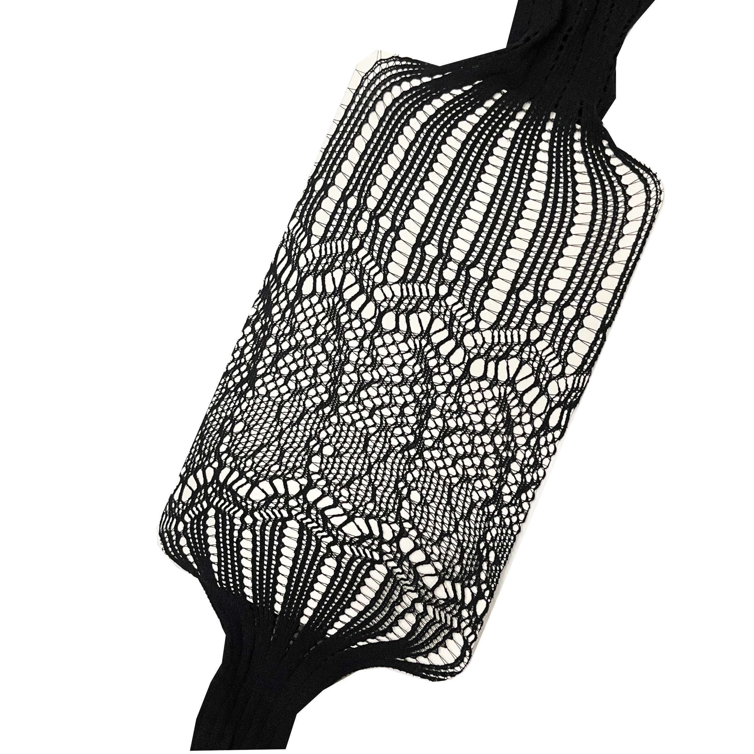 Striped Jacquard Fishnet Tights High Waist Pantyhose Women's Stockings