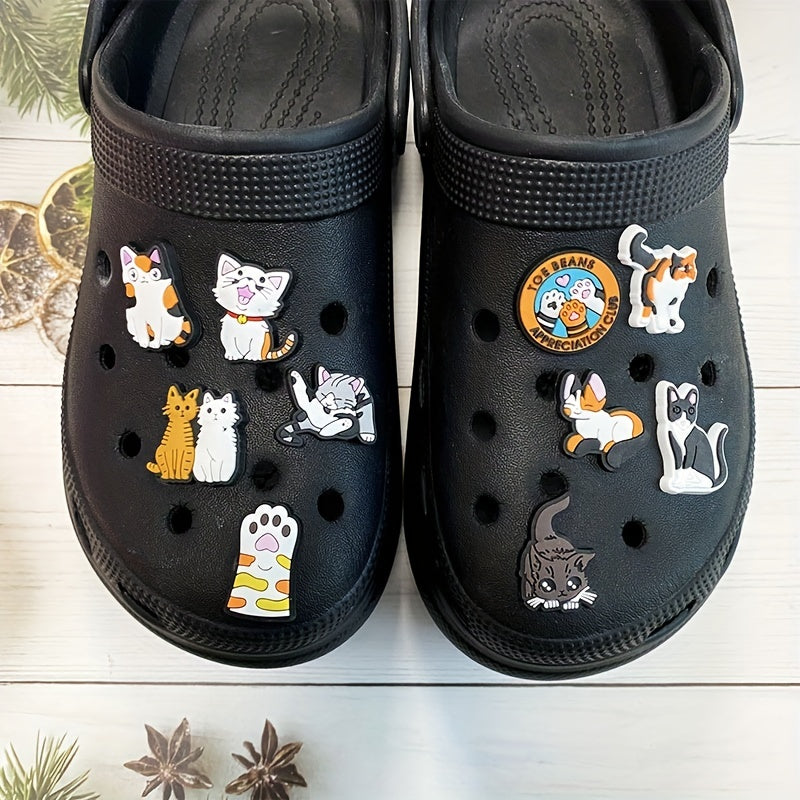 10Pcs Cat Series Shoe Charms for Clogs Birthday