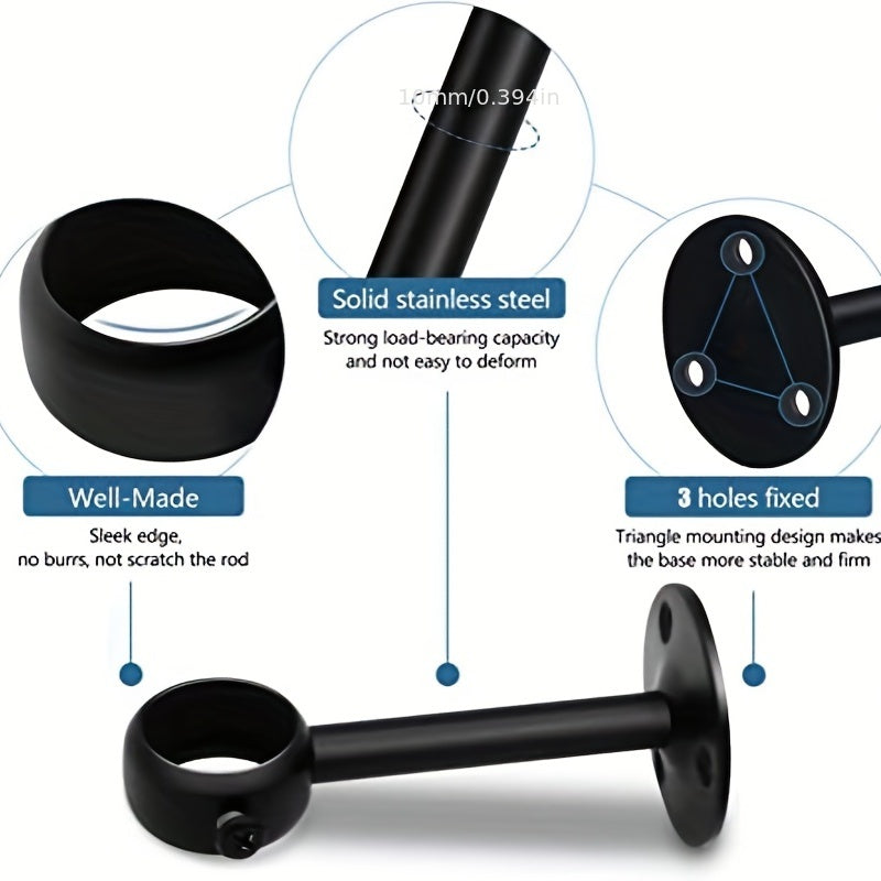 2pcs Stainless Steel Curtain Rod Ceiling Mount Bracket