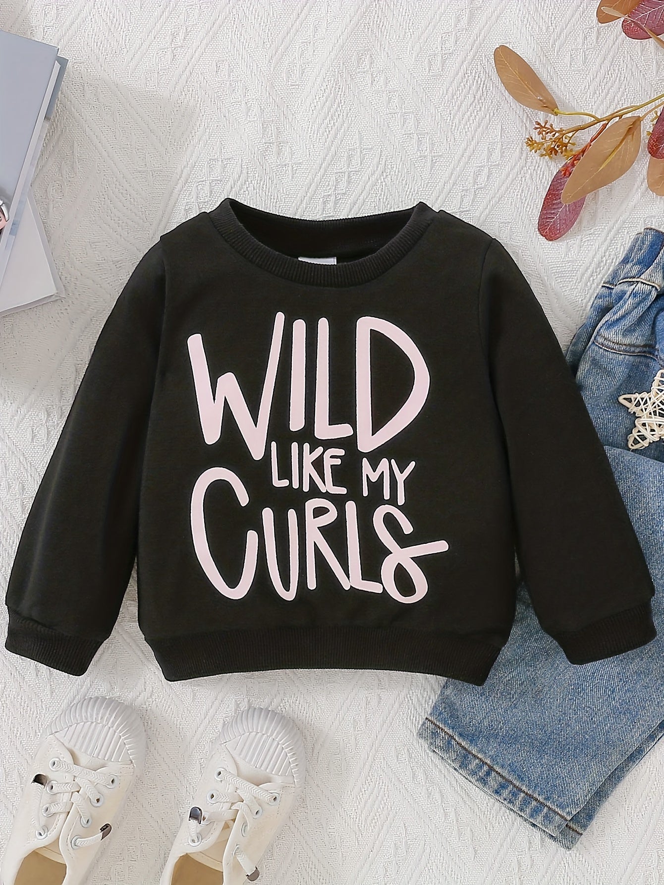 Letter Print Sweatshirt Toddler Baby Girls Pullover Top